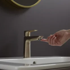 Hansgrohe Mitigeur de lavabo avec tirette et vidage bronze brossé, Talis E 110 EcoSmart