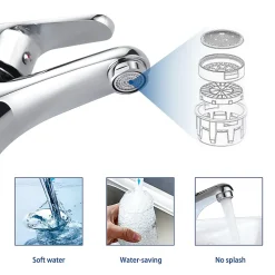 Robinet Lavabo Et Vasque|Auralum Max Mitigeur de lavabo avec Tirette de Vidage, Bonde Incluse, Robinet Salle de Bain Chromé Robinetterie en Laiton