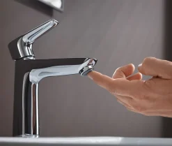 Hansgrohe Mitigeur de lavabo avec tirette et vidage chromé, Talis E 110 EcoSmart
