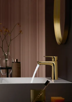 Robinet Lavabo Et Vasque|Hansgrohe Mitigeur de lavabo avec tirette et vidage effet doré poli, Talis E 110 EcoSmart