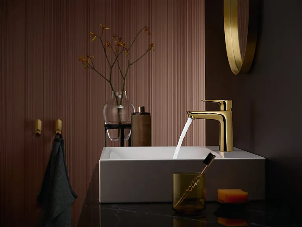 Robinet Lavabo Et Vasque|Hansgrohe Mitigeur de lavabo avec tirette et vidage effet doré poli, Talis E 110 EcoSmart