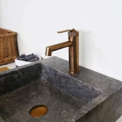 Robinet Lavabo Et Vasque|Essebagno Mitigeur de lavabo bas cuivre brossé Molette