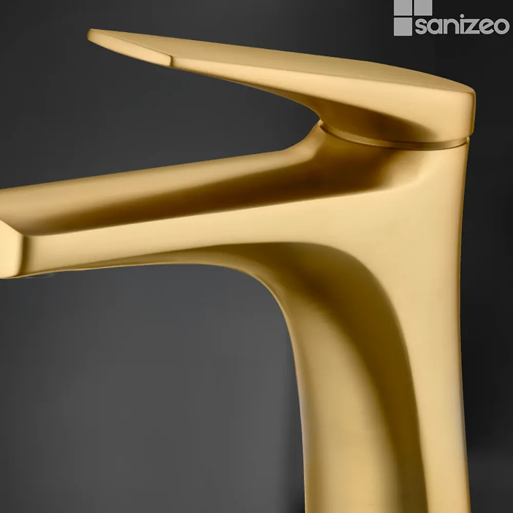Robinet Lavabo Et Vasque|Imex Mitigeur de Lavabo Bec Bas Anti-Calcaire Or Brossé DELOS BDD055-1OC