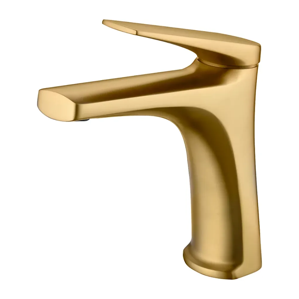 Robinet Lavabo Et Vasque|Imex Mitigeur de Lavabo Bec Bas Anti-Calcaire Or Brossé DELOS BDD055-1OC
