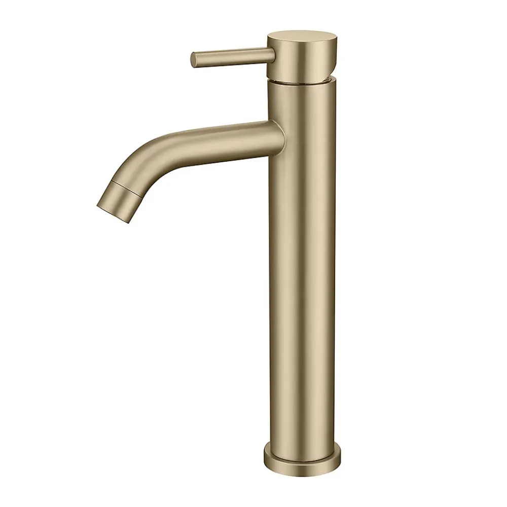 Poalgi Mitigeur de lavabo bec haut SKY BATH or brossé PVD Inox S304 série Rock