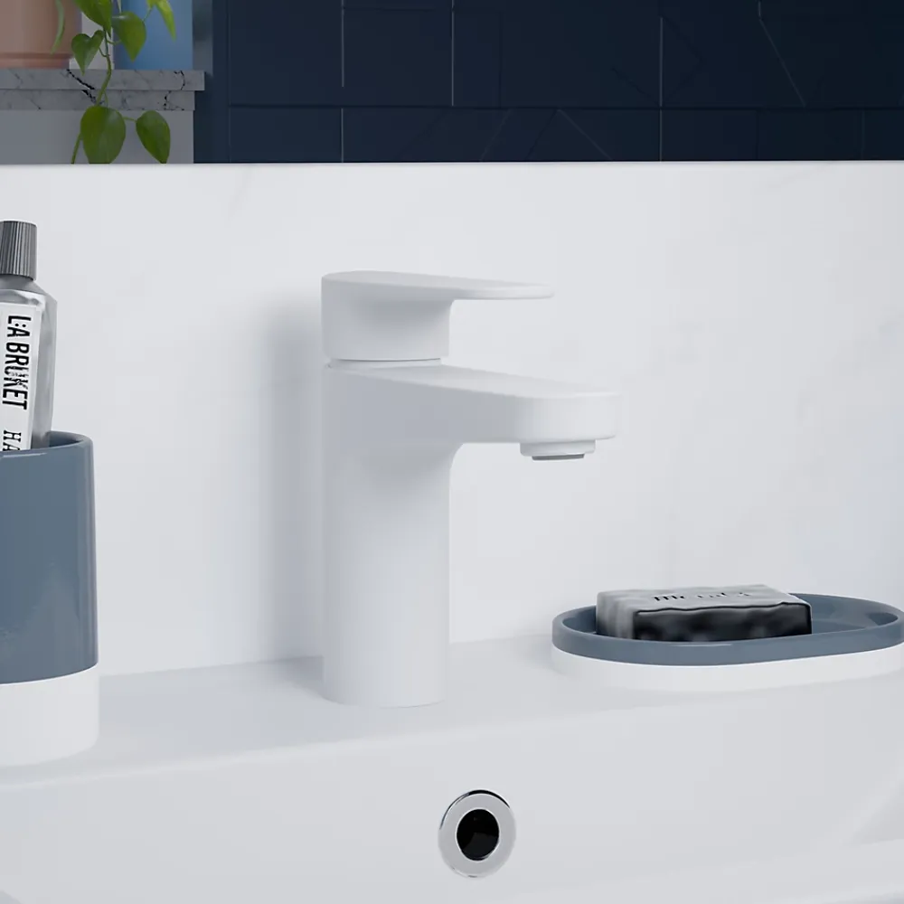 Robinet Lavabo Et Vasque|GoodHome Mitigeur de lavabo blanc Cavally M