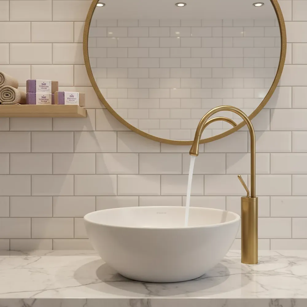 Robinet Lavabo Et Vasque|Signature Mitigeur de lavabo doré L - Installation facile et finition premium