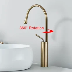 Robinet Lavabo Et Vasque|Signature Mitigeur de lavabo doré L - Installation facile et finition premium