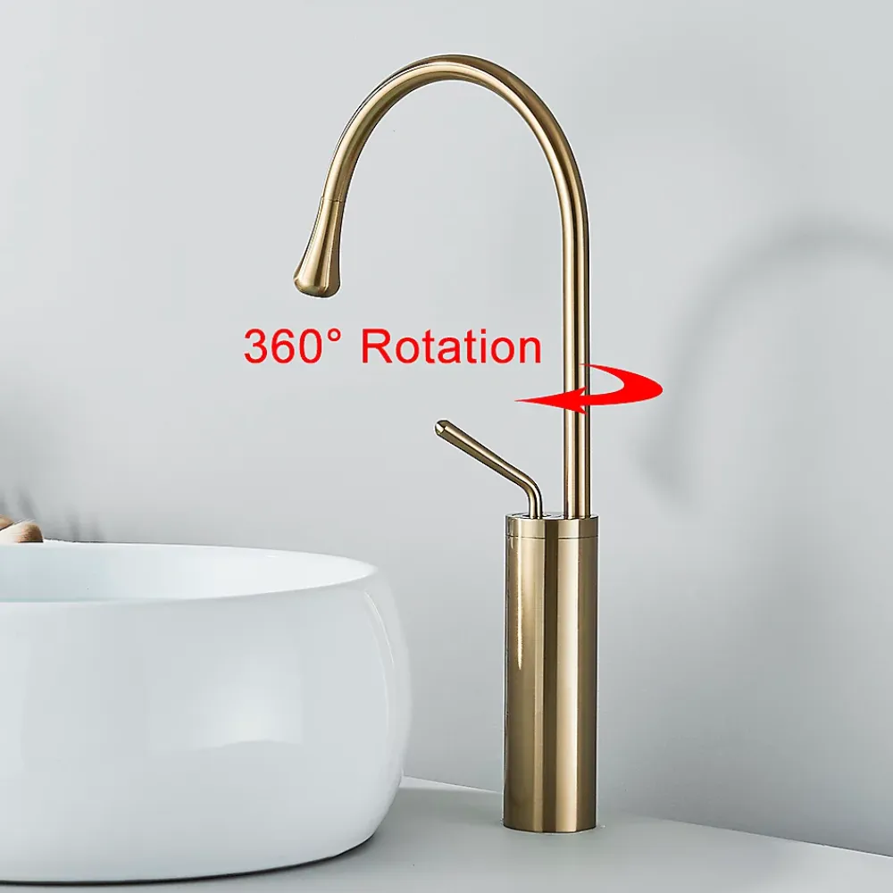 Robinet Lavabo Et Vasque|Signature Mitigeur de lavabo doré L - Installation facile et finition premium
