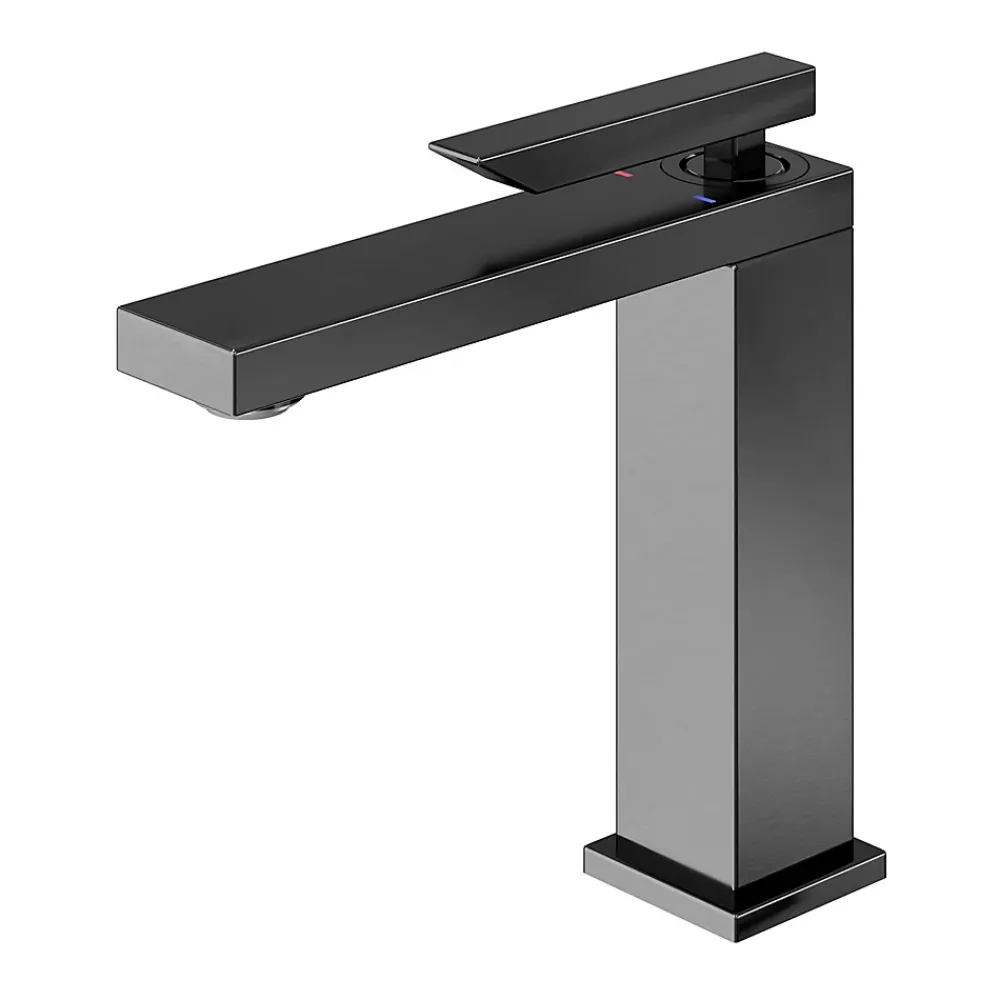 Robinet Lavabo Et Vasque|GoodHome Mitigeur de lavabo H.17,4 cm, gun metal, Kolima
