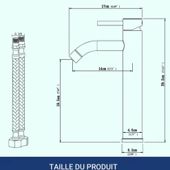 Robinet Lavabo Et Vasque|AICA Sanitaire Mitigeur de lavabo haut, chromé, monocommande, mixte froid/chaud