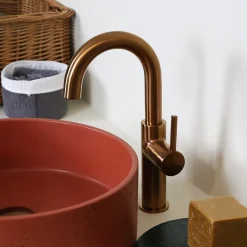 Essebagno Mitigeur de lavabo haut cuivre brossé Reflet