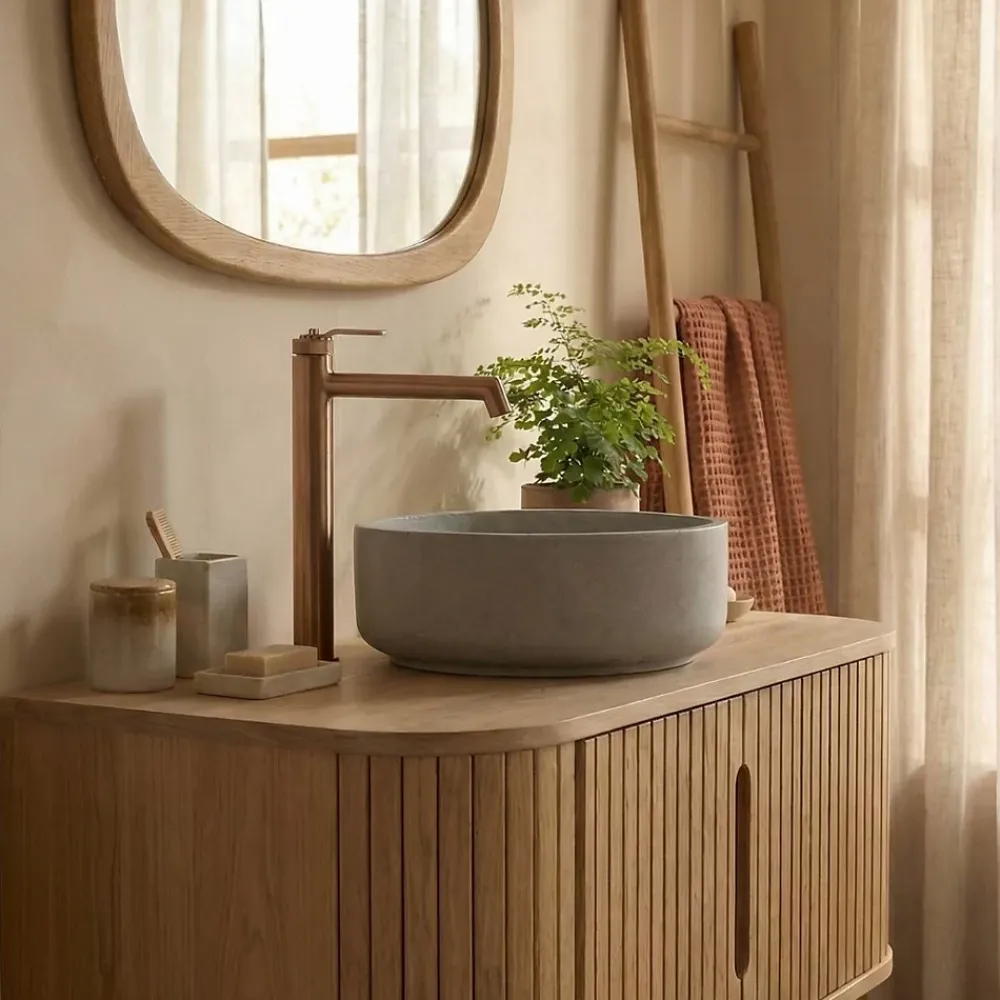 Robinet Lavabo Et Vasque|Essebagno Mitigeur de lavabo haut cuivre brossé Molette