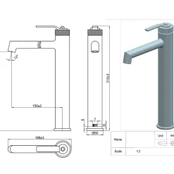 Robinet Lavabo Et Vasque|Essebagno Mitigeur de lavabo haut cuivre brossé Molette