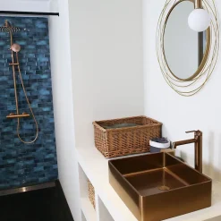 Robinet Lavabo Et Vasque|Essebagno Mitigeur de lavabo haut cuivre brossé Molette