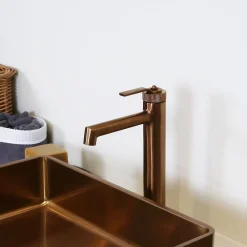 Robinet Lavabo Et Vasque|Essebagno Mitigeur de lavabo haut cuivre brossé Molette