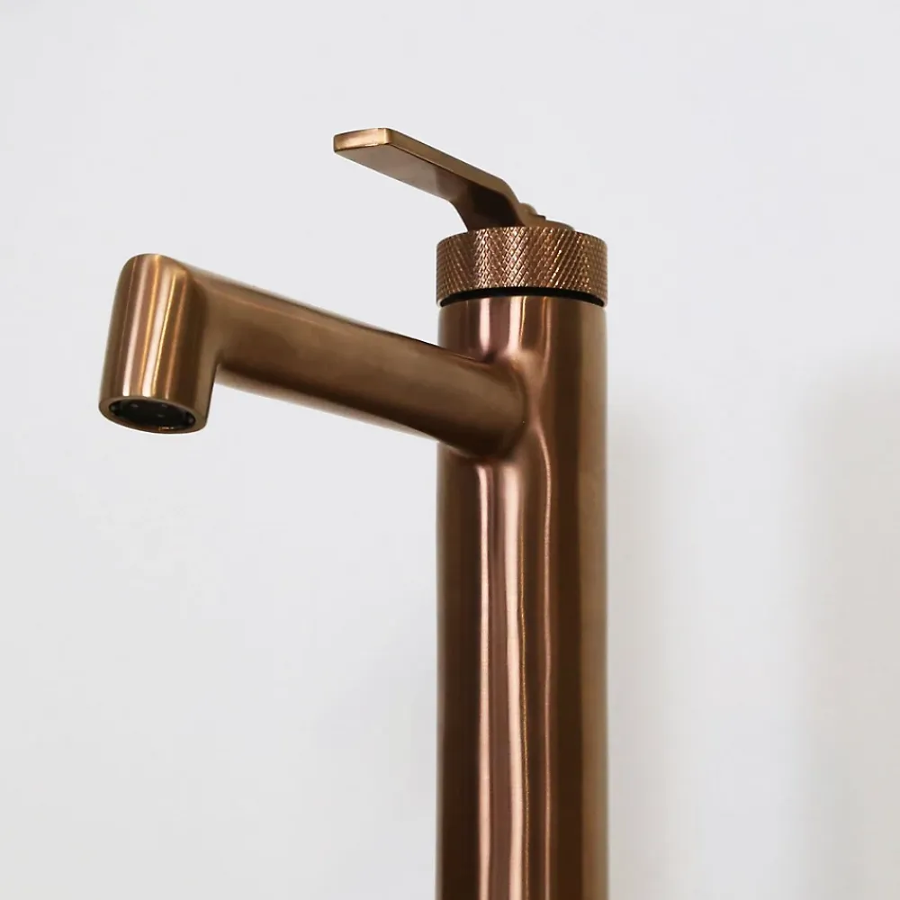 Robinet Lavabo Et Vasque|Essebagno Mitigeur de lavabo haut cuivre brossé Molette