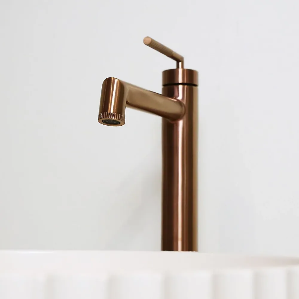 Robinet Lavabo Et Vasque|Essebagno Mitigeur de lavabo haut cuivre brossé Portofino