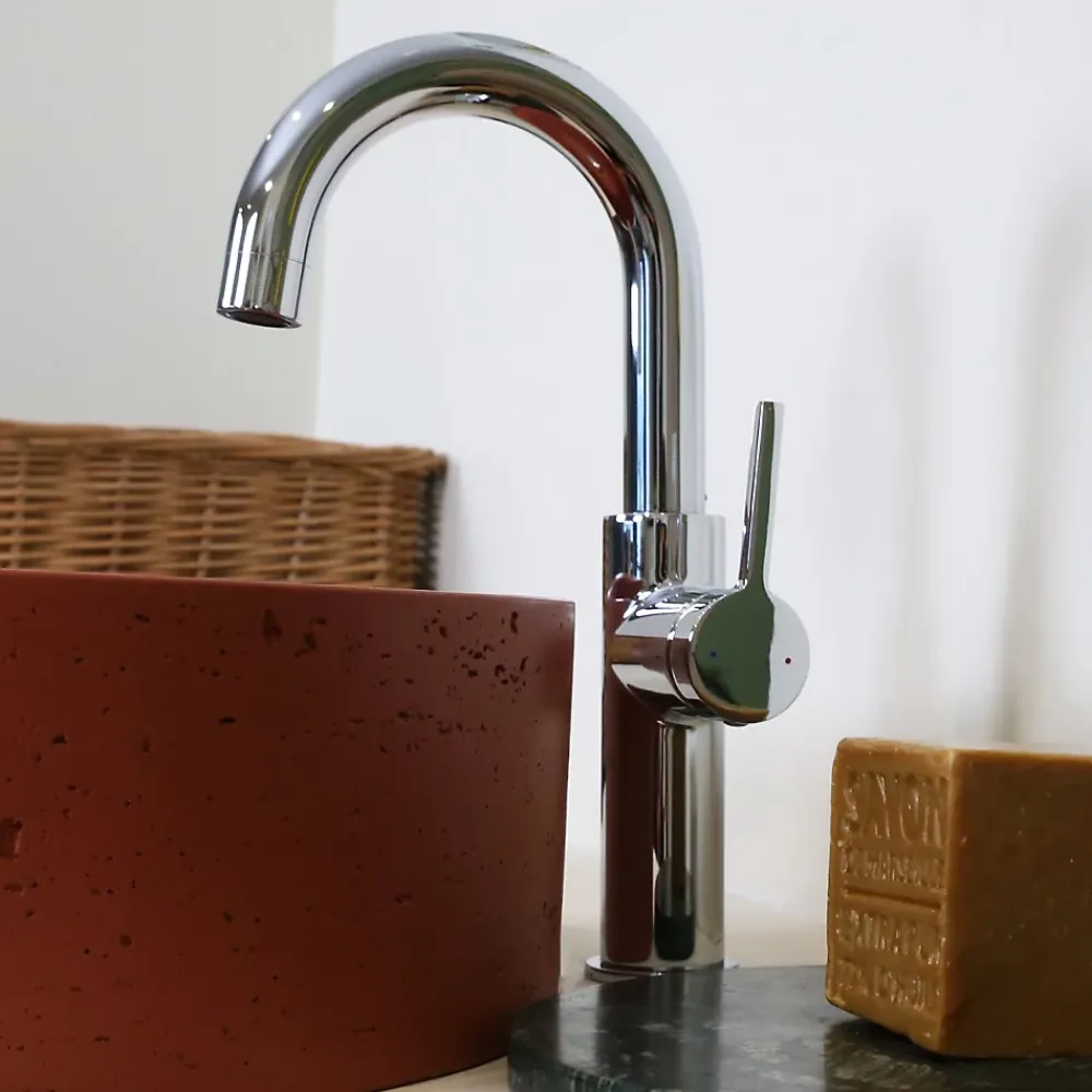 Robinet Lavabo Et Vasque|Essebagno Mitigeur de lavabo haut chrome Reflet