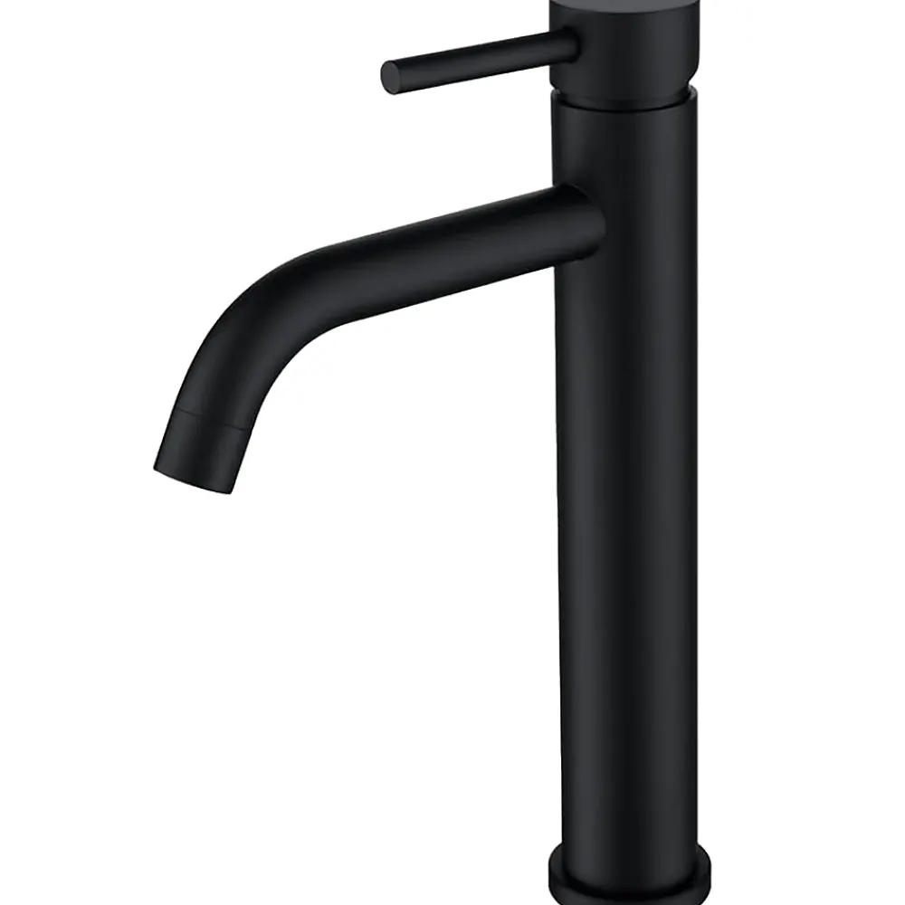 Robinet Lavabo Et Vasque|AICA Sanitaire Mitigeur de lavabo haut, noir, monocommande, acier inoxydable, mixte froid/chaud