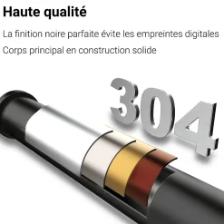 Robinet Lavabo Et Vasque|AICA Sanitaire Mitigeur de lavabo haut, noir, monocommande, acier inoxydable, mixte froid/chaud