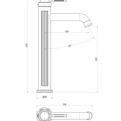 Robinet Lavabo Et Vasque|Essebagno Mitigeur de lavabo haut Or brossé Art Deco