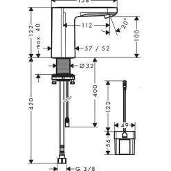 Robinet Lavabo Et Vasque|Hansgrohe Mitigeur de lavabo électronique en eau froide sur batterie, chrome, Vernis Blend