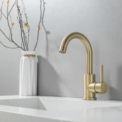 Lomazoo Mitigeur de lavabo doré Lysa