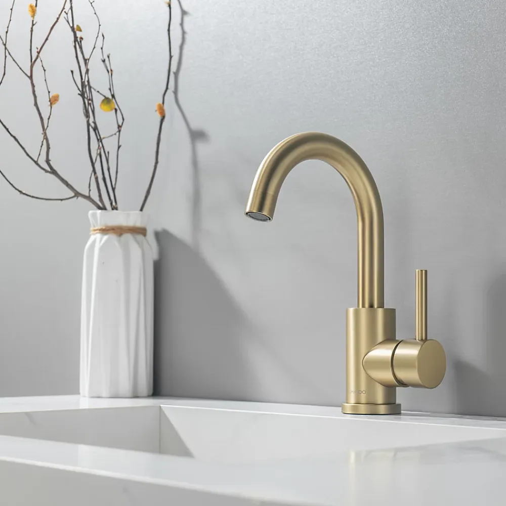 Lomazoo Mitigeur de lavabo doré Lysa