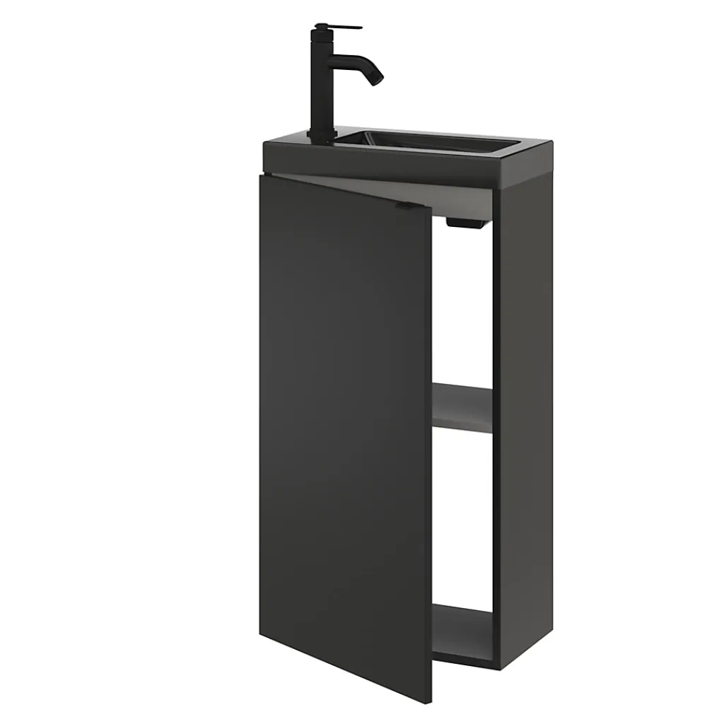 Robinet Lavabo Et Vasque|GoodHome Mitigeur de lavabo M noir mat, Selenga