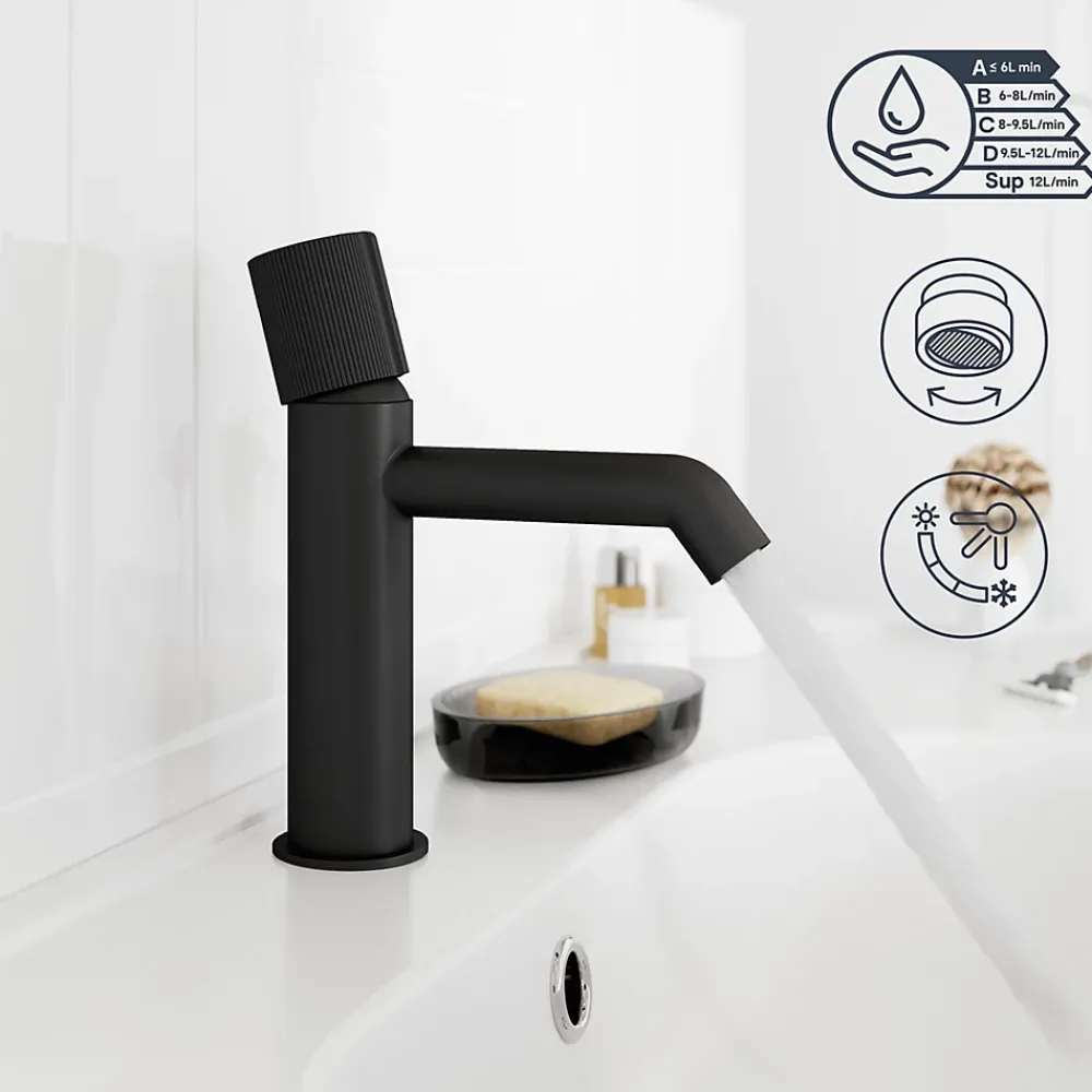 GoodHome Mitigeur de lavabo M, noir, Levanna