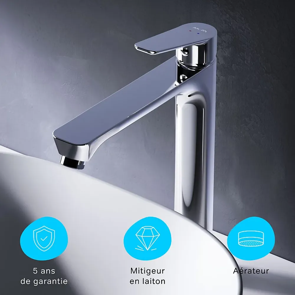Am.Pm Europe Mitigeur de lavabo Mitigeur Salle de Bain Robinet de lavabo, Chromé, taille L, FTA92000 AM.PM