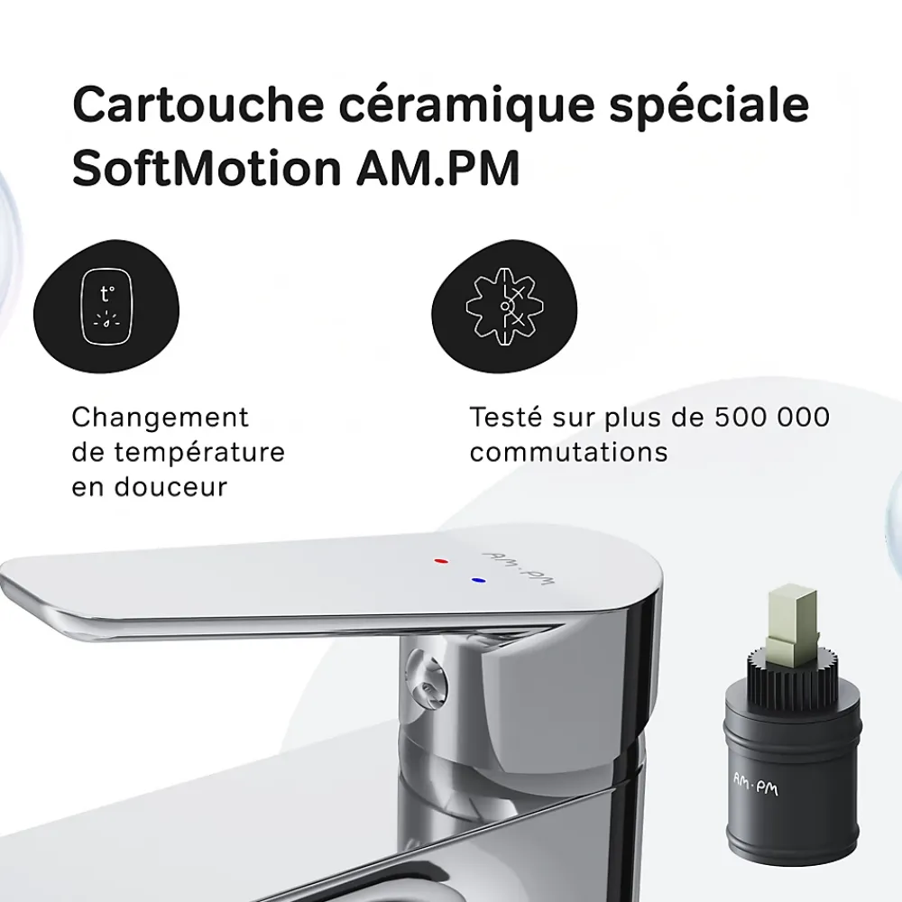 Am.Pm Europe Mitigeur de lavabo Mitigeur Salle de Bain Robinet de lavabo, Chromé, taille L, FTA92000 AM.PM