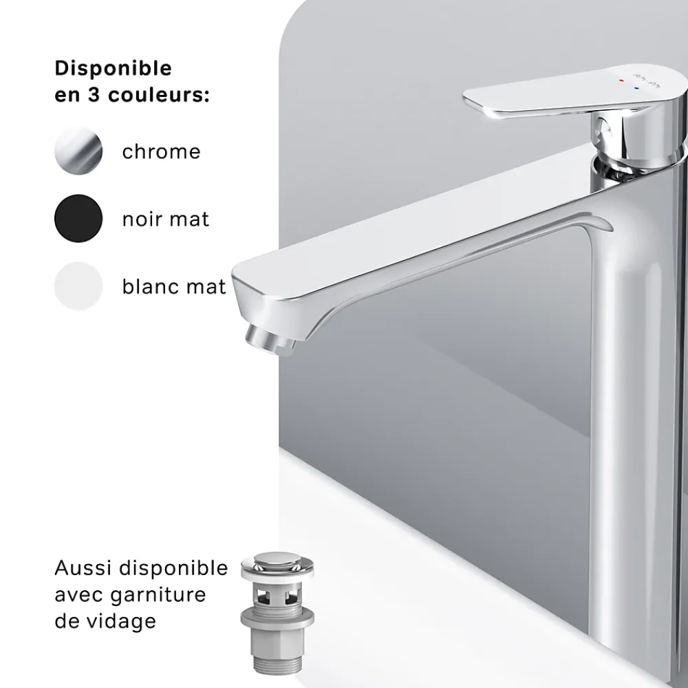 Am.Pm Europe Mitigeur de lavabo Mitigeur Salle de Bain Robinet de lavabo, Chromé, taille L, FTA92000 AM.PM