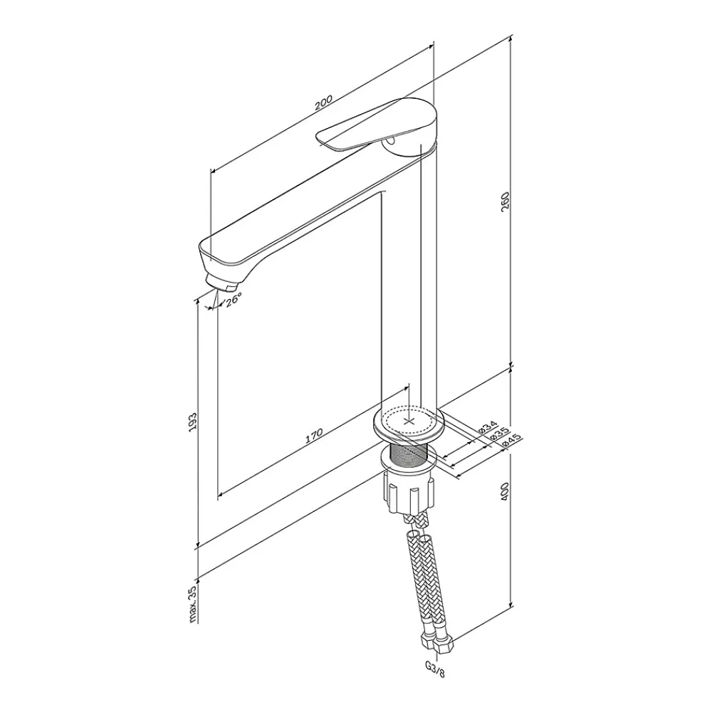 Am.Pm Europe Mitigeur de lavabo Mitigeur Salle de Bain Robinet de lavabo, Chromé, taille L, FTA92000 AM.PM