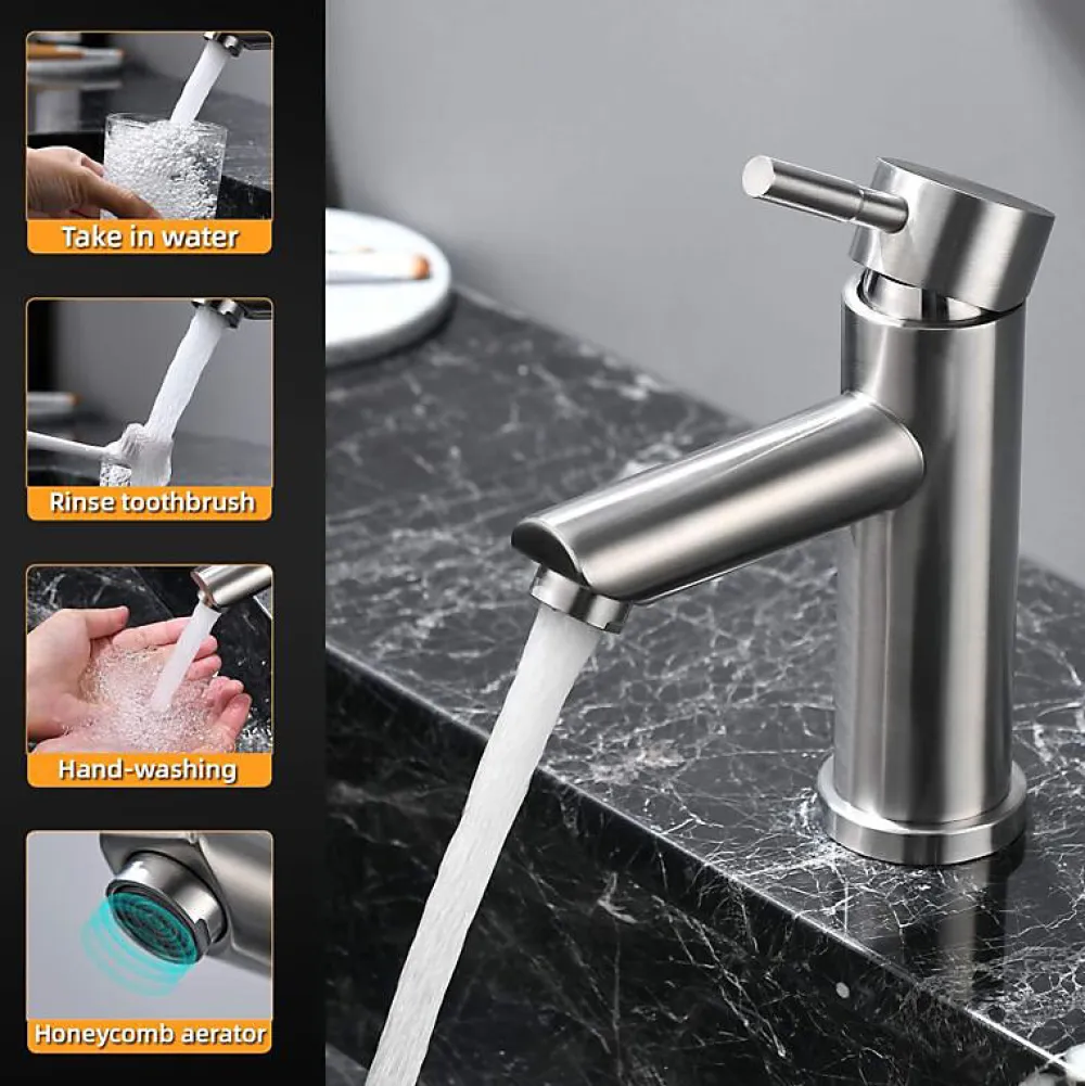 Robinet De Bidet|Deko Mitigeur de lavabo monocommande en acier inoxydable, mitigeur de salle de bain au design moderne, eau chaude et froide réglable