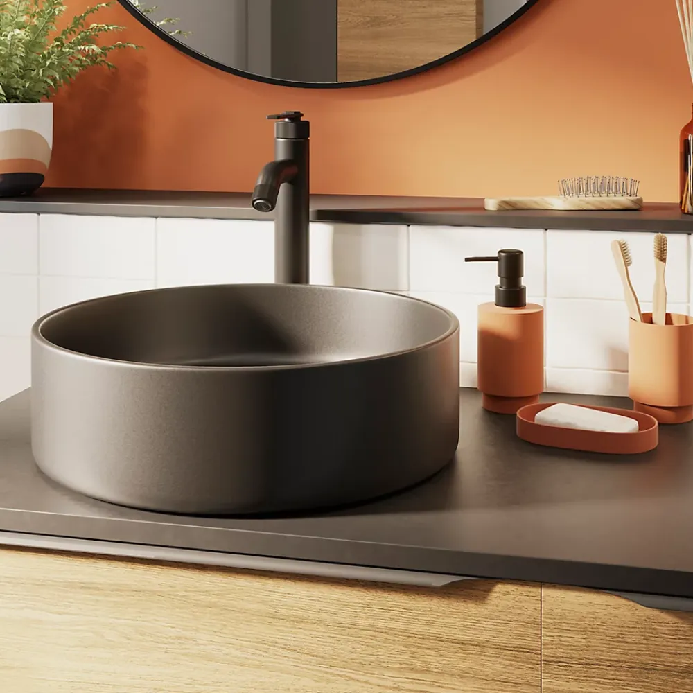 GoodHome Mitigeur de lavabo noir Selenga XL