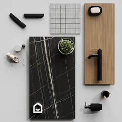GoodHome Mitigeur de lavabo noir Selenga XL