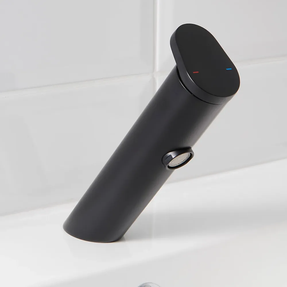 GoodHome Mitigeur de lavabo noir mat Nyasa