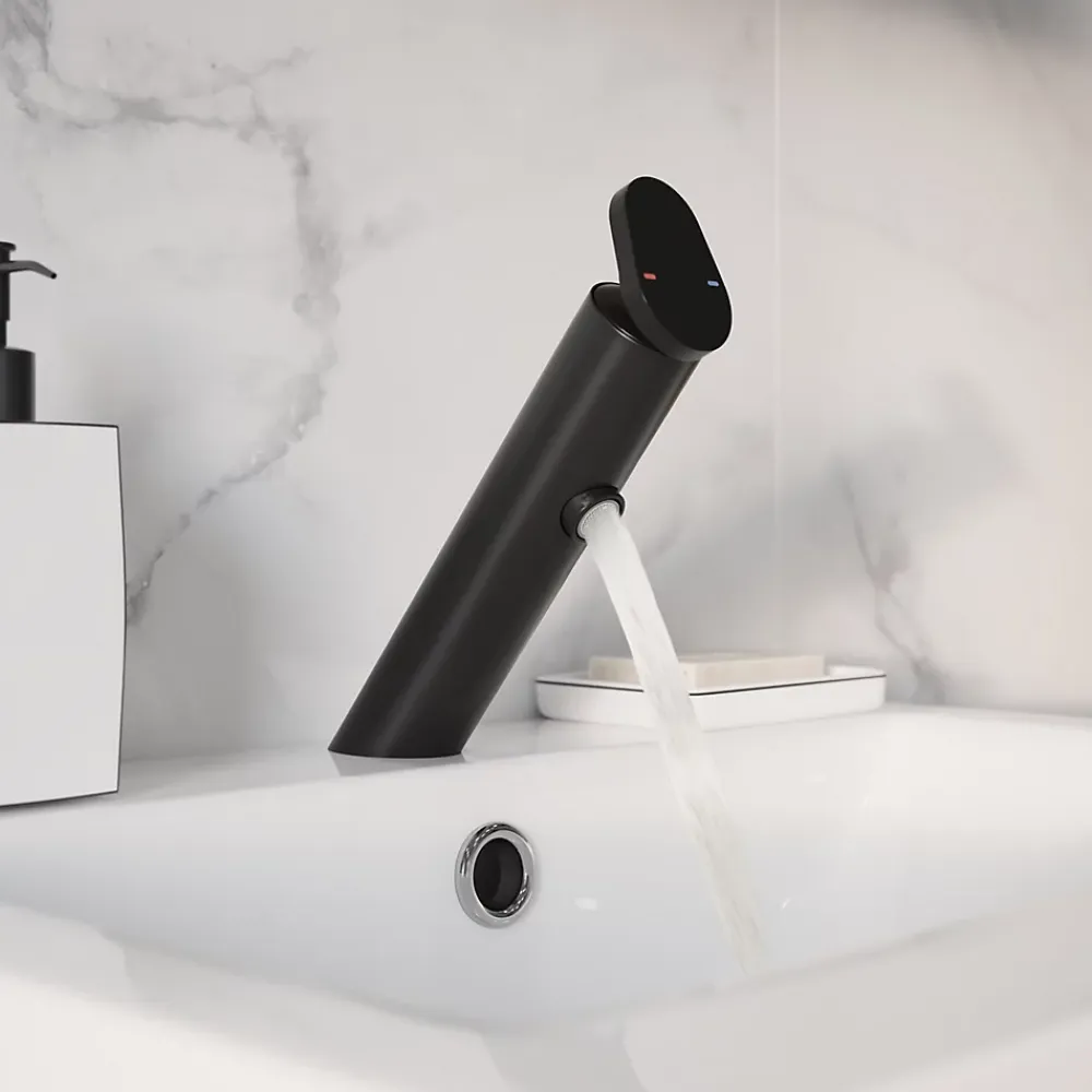 GoodHome Mitigeur de lavabo noir mat Nyasa