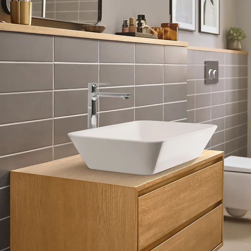 Hansgrohe Mitigeur de lavabo pour vasque à poser avec tirette et vidage chromé, Rebris E 240 CoolStart