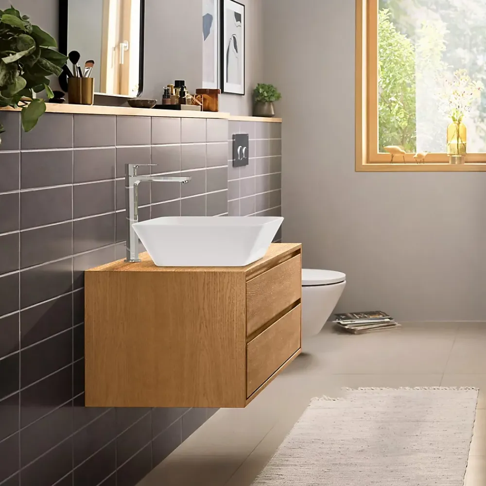 Hansgrohe Mitigeur de lavabo pour vasque à poser avec tirette et vidage chromé, Rebris E 240 CoolStart