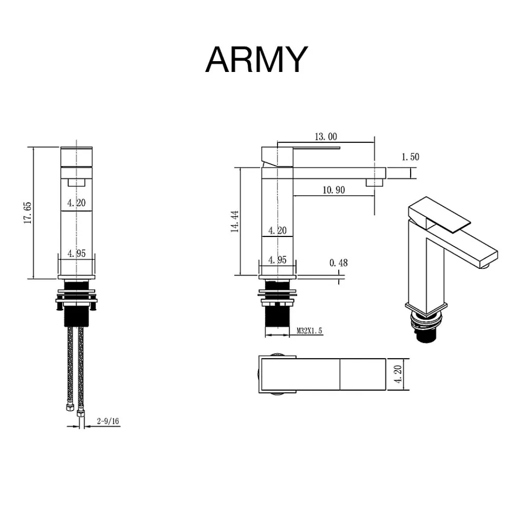 Robinet Lavabo Et Vasque|Poalgi Mitigeur de lavabo SKY BATH or brossé PVD Inox S304 série Army