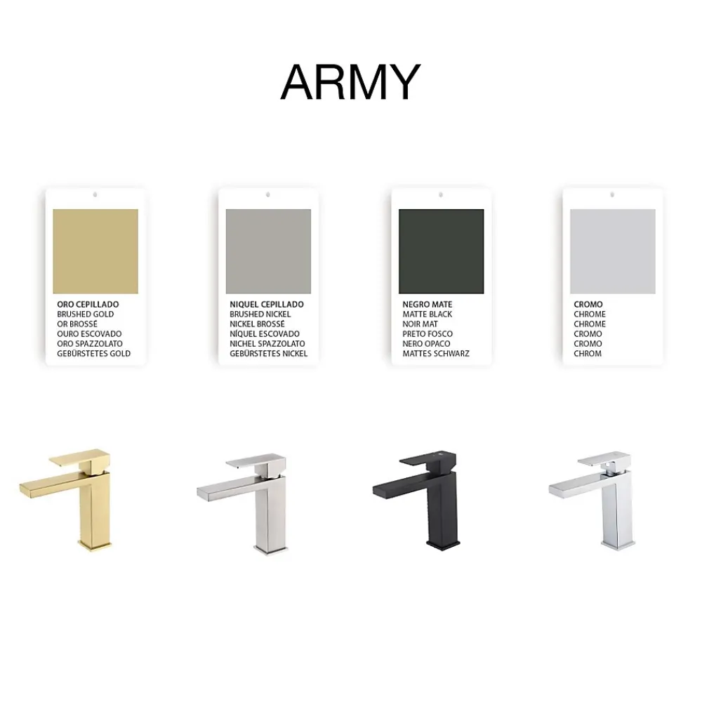 Robinet Lavabo Et Vasque|Poalgi Mitigeur de lavabo SKY BATH or brossé PVD Inox S304 série Army