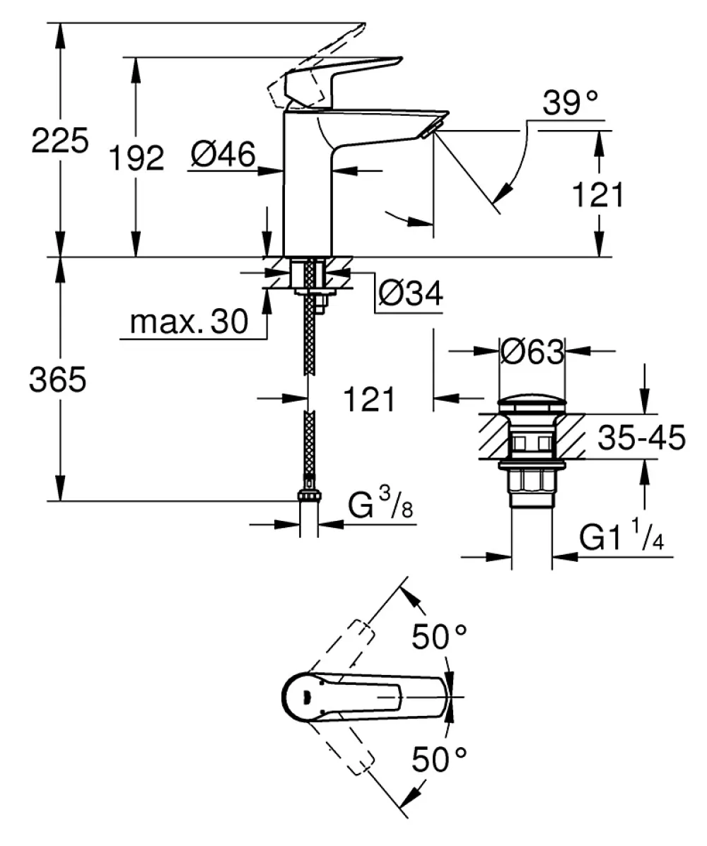 Grohe Mitigeur de lavabo taille M, noir, Start