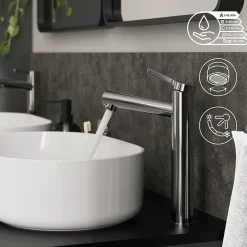 Robinet Lavabo Et Vasque|GoodHome Mitigeur de lavabo XL, chrome, Maza