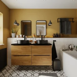 Robinet Lavabo Et Vasque|GoodHome Mitigeur de lavabo XL H.25,6 cm, noir mat, Owens