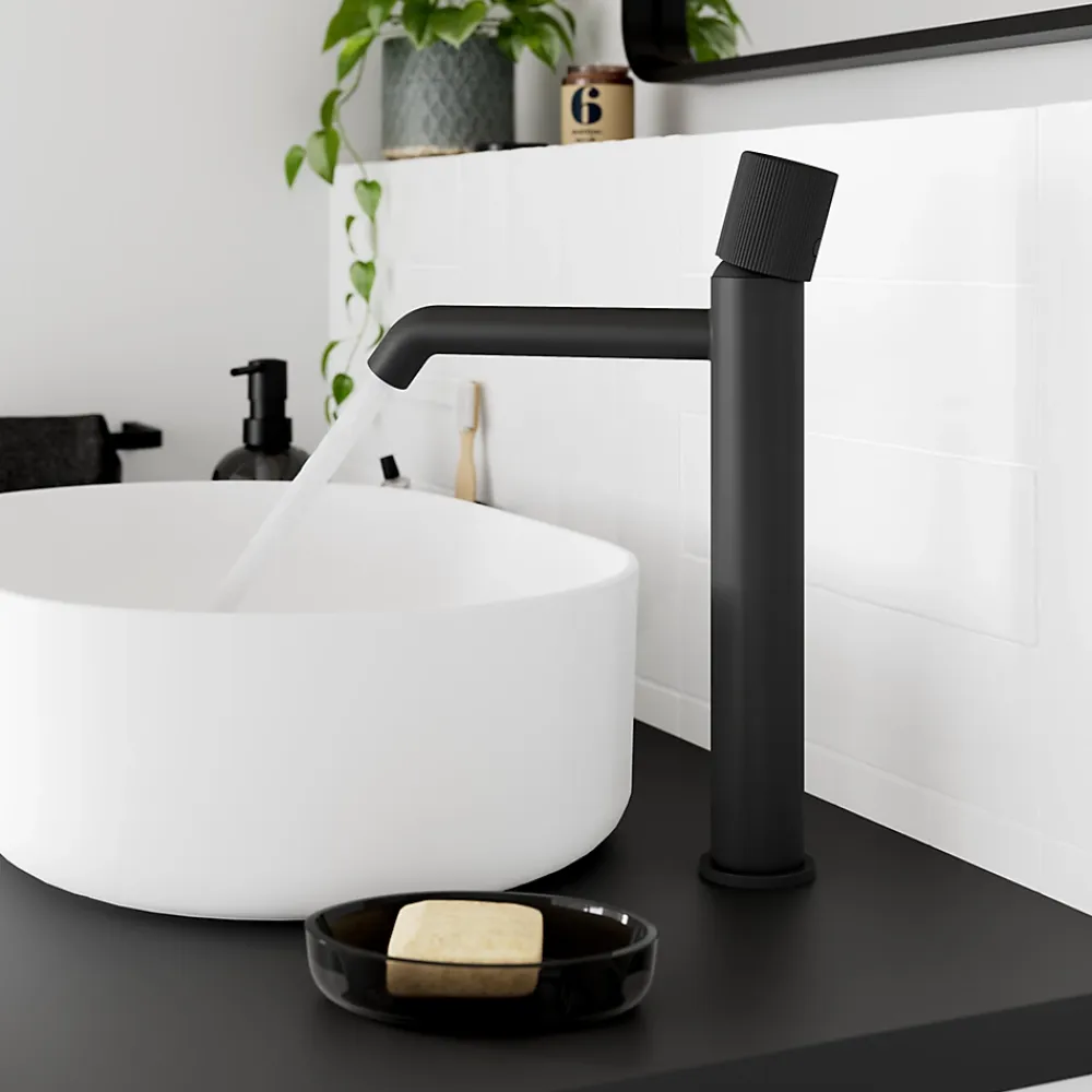 Robinet Lavabo Et Vasque|GoodHome Mitigeur de lavabo XL, noir, Levanna