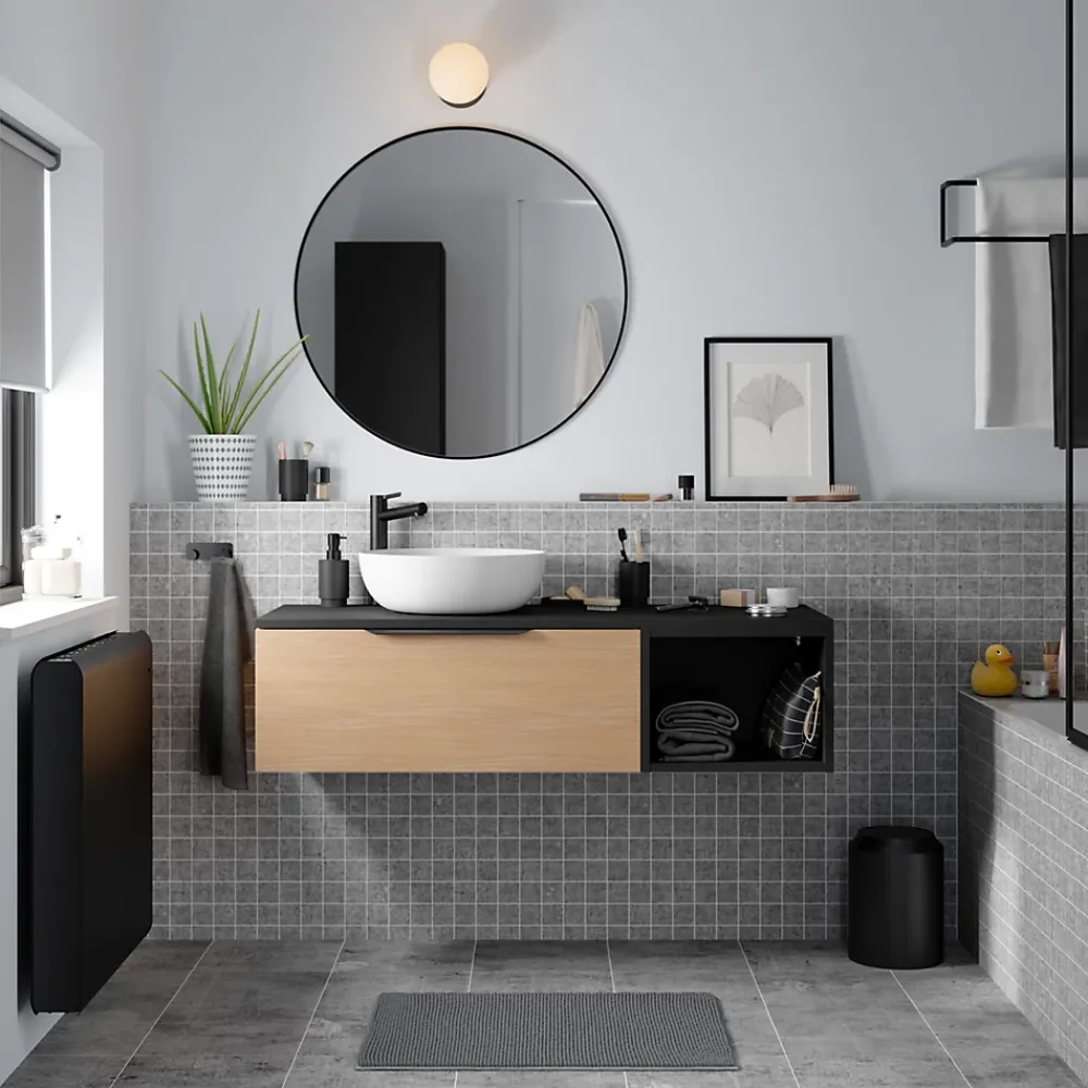 Robinet Lavabo Et Vasque|GoodHome Mitigeur de lavabo XL, noir mat, Maza