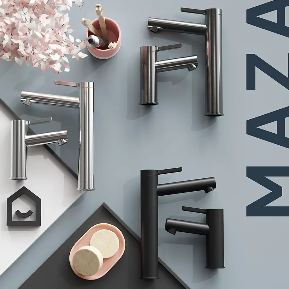 Robinet Lavabo Et Vasque|GoodHome Mitigeur de lavabo XL, noir mat, Maza